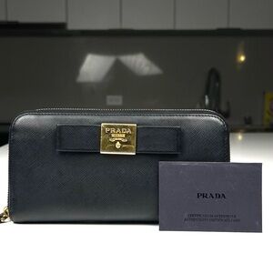 Prada Saffiano Leather Bow Wallet